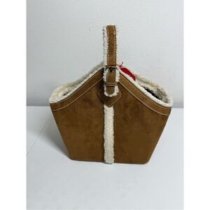 Bath & Body Works Brown Lined Tote Bucket Faux Suede Sherpa Organizer See Notes